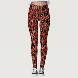 Kente Dammod Klänning Röd, Svart & Guld Leggings