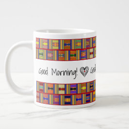 Kente, färglöst, fastfärgat glas jumbo mugg