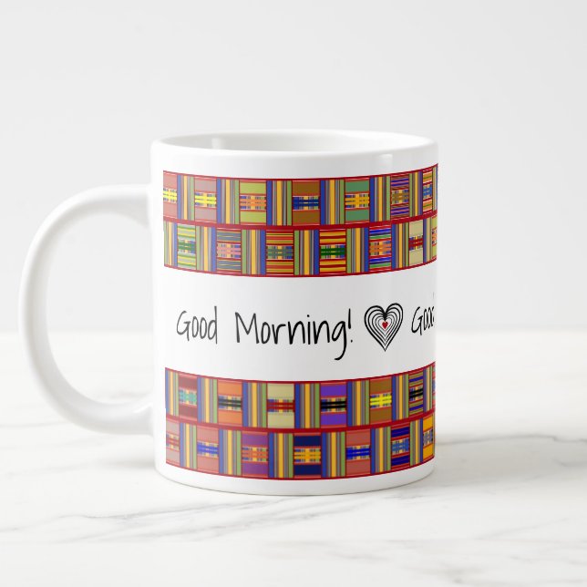 Kente, färglöst, fastfärgat glas jumbo mugg (Vänster)