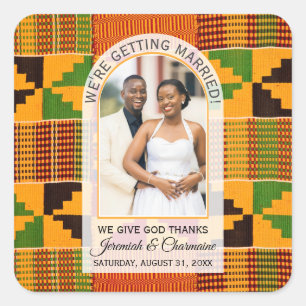 Kente Foto Anpassat Namn VIGSEL Fyrkantigt Klistermärke