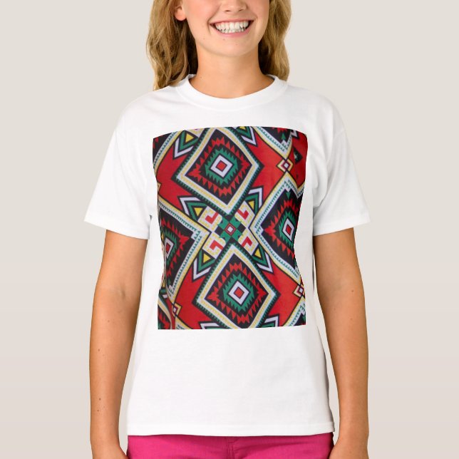 Kente Geometric Tapestry T Shirt (Framsida)