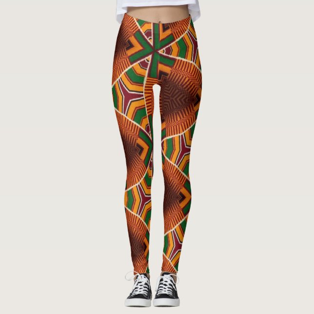 Kente Geometrics Kwanza Afrocentric Leggings (Framsida)