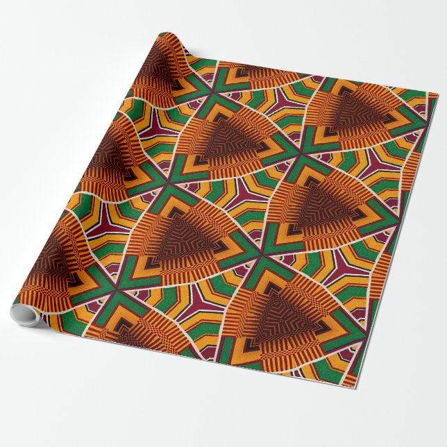 Kente Geometrics Kwanza Afrocentric Presentpapper (Utrullad)