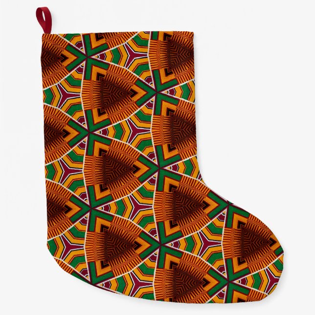 Kente Geometrics Kwanzaa Afrocentric Stor Julstrumpa (Framsidan)