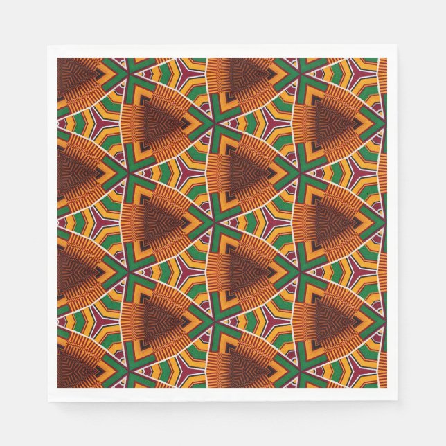 Kente Geometrics Kwanzaa Afrocentrisk Pappersservett (Framsidan)