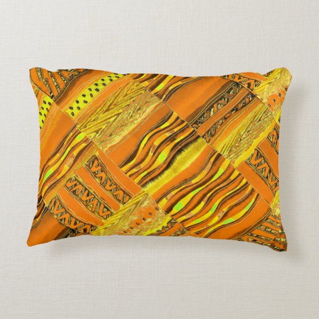 Kente gult prydnadskudde (Baksidan)