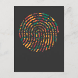 Kente Mönster African Ghana Fingerprint nwentoma Vykort
