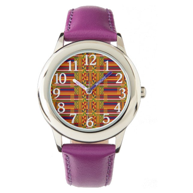 Kente-mönster – Livlig afrikansk textilkonst Armbandsur (Framsida)