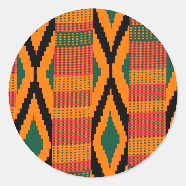 Kente Mönster Runt Klistermärke (Framsida)