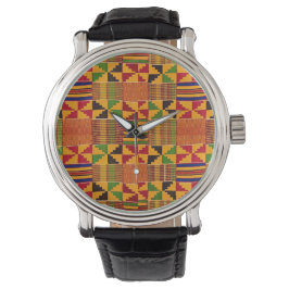 Kente motif struktur skriver ut ansikte handklocka armbandsur
