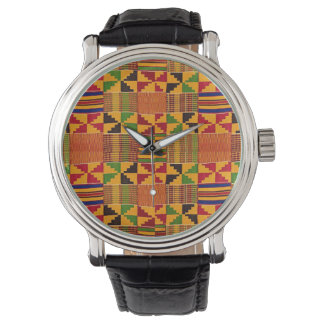 Kente motif struktur skriver ut ansikte handklocka armbandsur