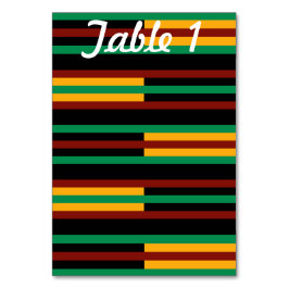 Kente-randigt bröllopsmottagning bord bordsnummer