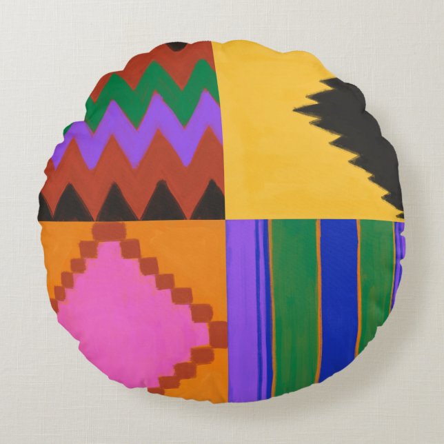 Kente Round Pillow Rund Kudde (Framsidan)