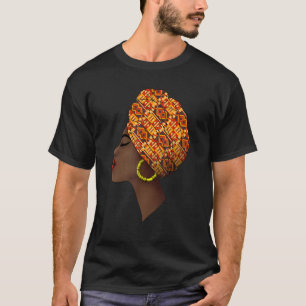Kente Trasa Head Wrap Black Melanin Afro Woman Afr T Shirt