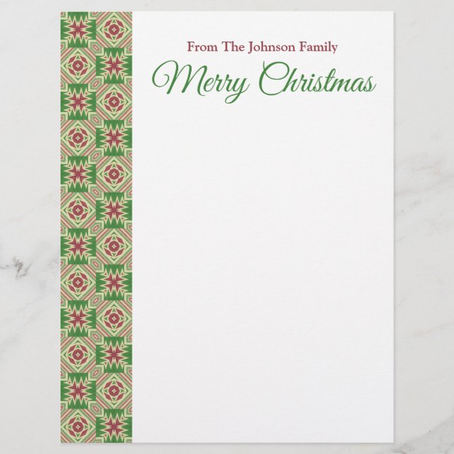 Kente Trasa Kaleidoscope Maroon Red Grönt Helgdag Brevhuvud (Framsida)