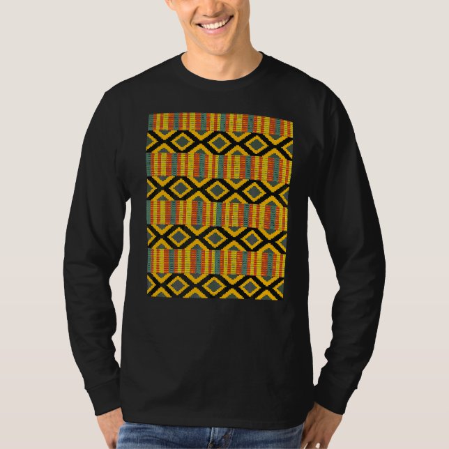 Kente Trasa Print African Tribal Ethnic Kente Artw T Shirt (Framsida)