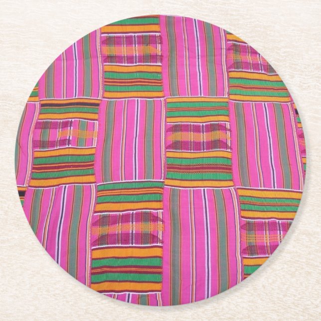 Kente tryckta pappersunderlägg underlägg papper rund (Framsidan)