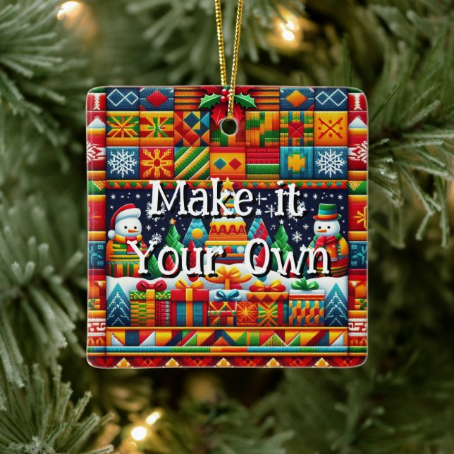Kente Tygmönster Snömannen Ornament (Träd)