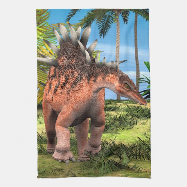 Kentrosaurus Dinosaur Djungel Forntida Konst Kökshandduk (Vertikal)