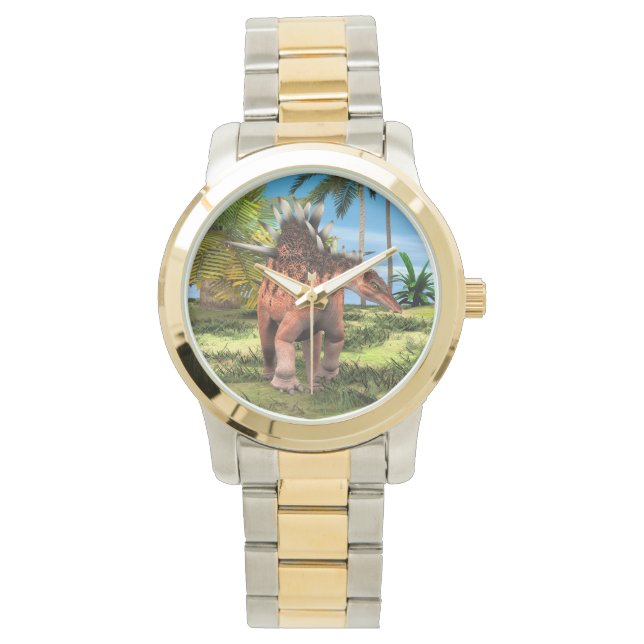 Kentrosaurus Dinosaur Dschungel Forntida Konst Armbandsur (Framsida)