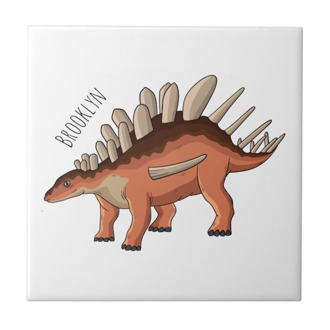 Kentrosaurus tecknad illustration kakelplatta (Framsidan)