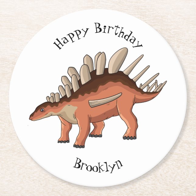 Kentrosaurus tecknad illustration underlägg papper rund (Framsidan)