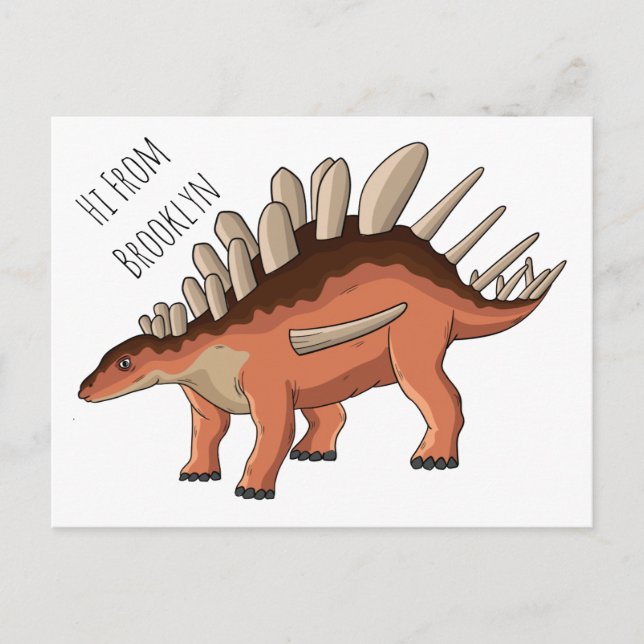 Kentrosaurus tecknad illustration vykort (Framsida)