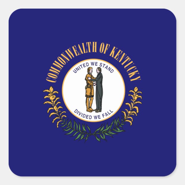 Kentuckee Flagga Fyrkantigt Klistermärke (Framsida)