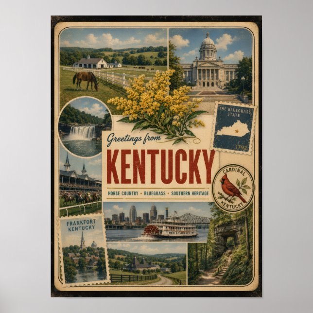 Kentucky Äkta Vintage Stil Poster (Framsidan)