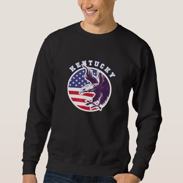 Kentucky American Patriot Veteran Eagle Pride Stat Lång Ärmad Tröja (Framsida)