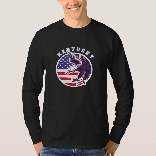 Kentucky American Patriot Veteran Eagle Pride Stat T Shirt (Framsida)