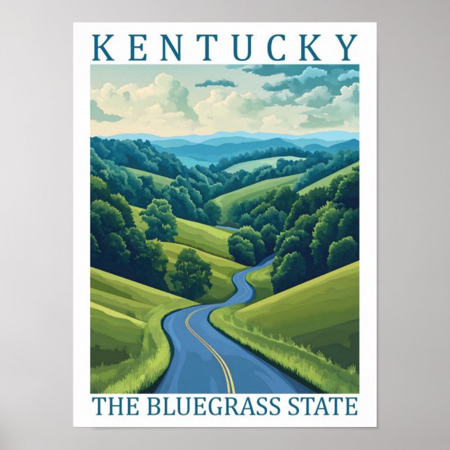 Kentucky, Blåstaten USA Travel Ställe Poster (Framsidan)