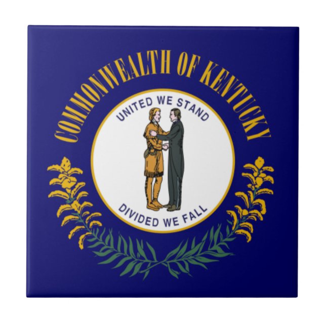Kentucky: Bluegrass Commonwealth US delstatsflagga Kakelplatta (Framsidan)