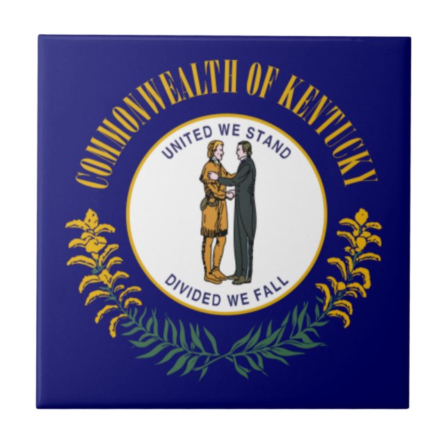 Kentucky: Bluegrass Commonwealth US Delstatsflagga Kakelplatta (Framsidan)