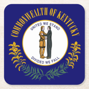 Kentucky: Bluegrass Commonwealth US Delstatsflagga Underlägg Papper Kvadrat