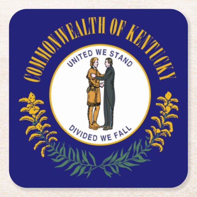Kentucky: Bluegrass Commonwealth US Delstatsflagga Underlägg Papper Kvadrat (Framsidan)