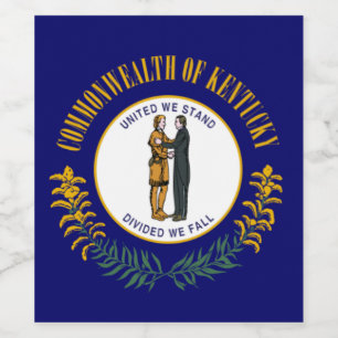 Kentucky: Bluegrass Commonwealth US delstatsflagga Vinflaska Etikett