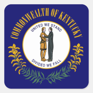 Kentucky: Bluegrass Commonwealth US Statlig flagga Fyrkantigt Klistermärke