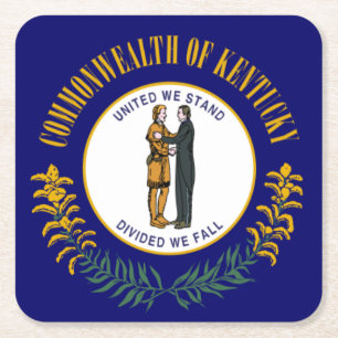 Kentucky: Bluegrass Commonwealth US Statlig flagga Underlägg Papper Kvadrat