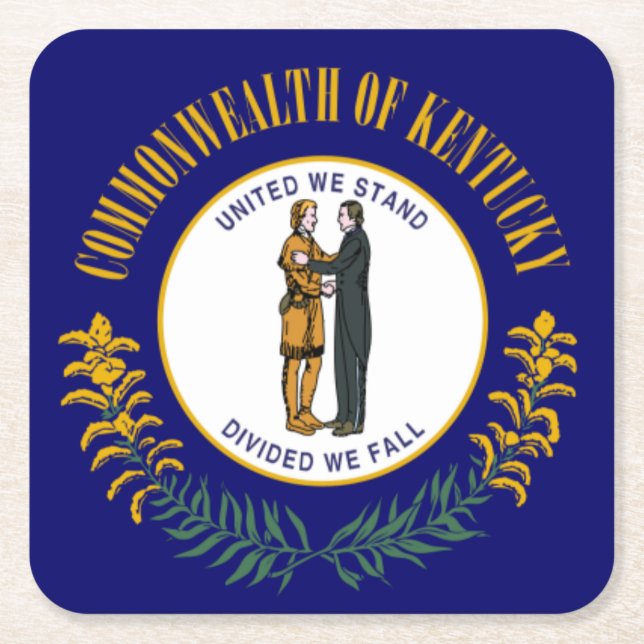 Kentucky: Bluegrass Commonwealth US Statlig flagga Underlägg Papper Kvadrat (Framsidan)