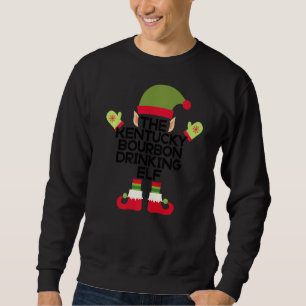 Kentucky Bourbon Drinking Elf Funny Helgdag Sp Lång Ärmad Tröja