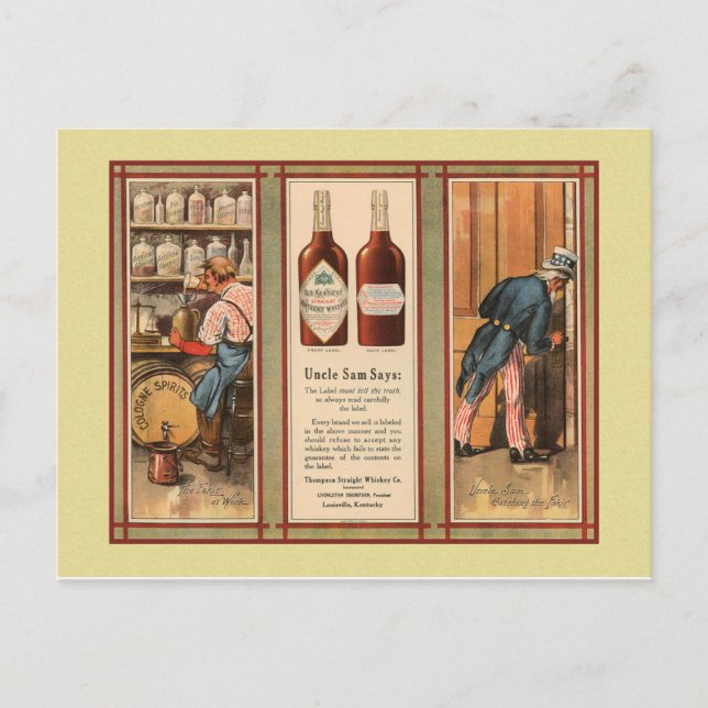 Kentucky Bourbon farbror Sam Prohibition Vykort (Framsida)