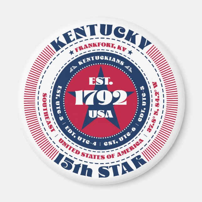 Kentucky Circle Typography Souvenir Magnet (Framsidan)