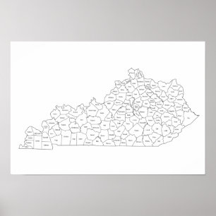Kentucky County karta med county namn Poster