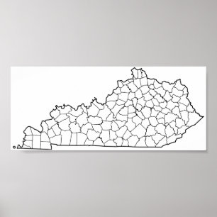 Kentucky Countys Blank Outline Karta Poster