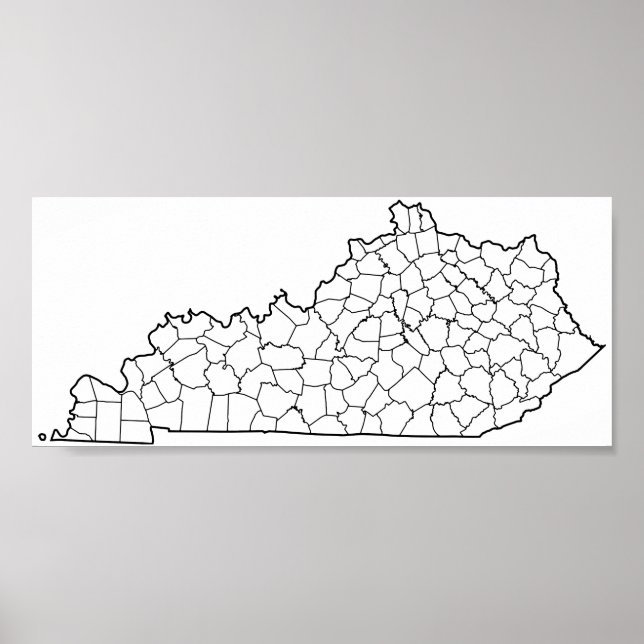 Kentucky Countys Blank Outline Karta Poster (Framsidan)