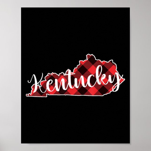 Kentucky delstats karta Buffalo Plaid jul Ky Kent Poster (Framsidan)