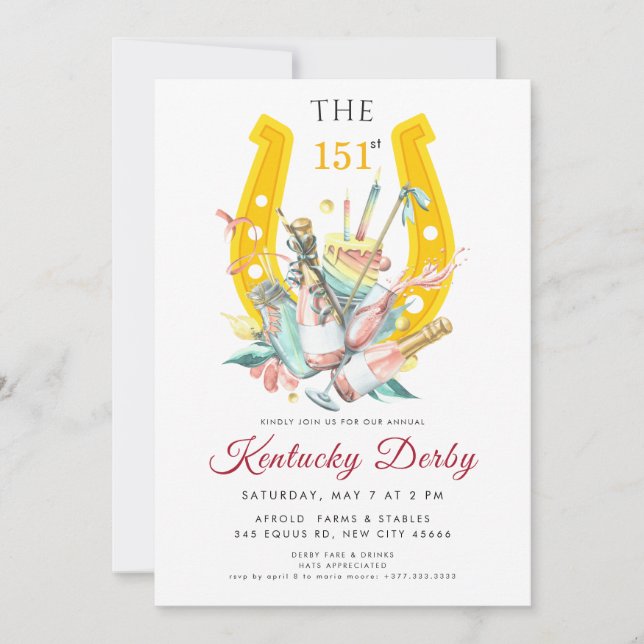 Kentucky Derby 151st Invitation with Horseshoe Inbjudningar (Framsida)