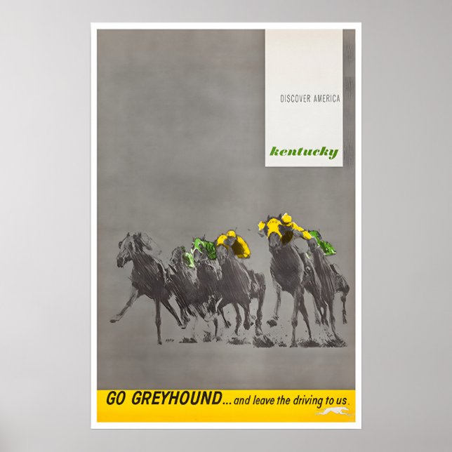 Kentucky Derby Art Häst Racing Tryck Greyhound (Framsidan)