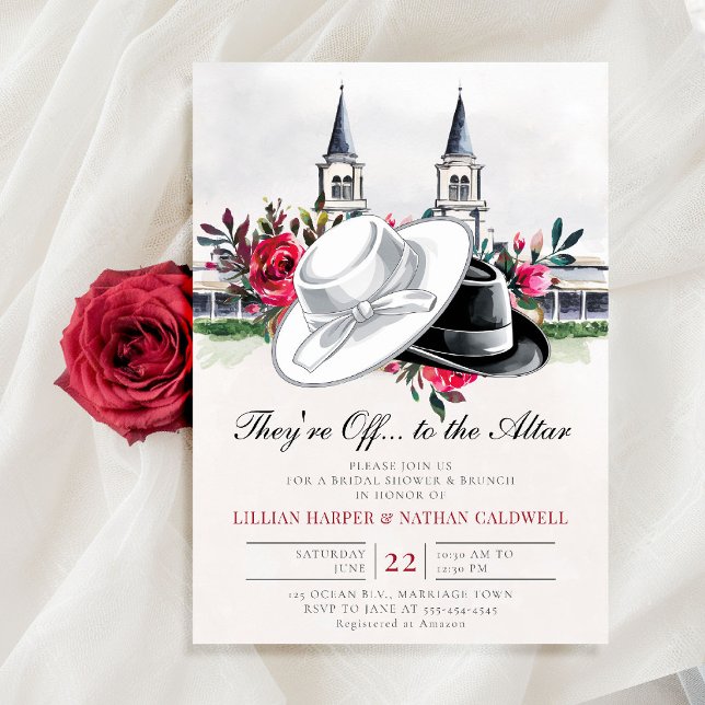 Kentucky Derby Bröllop Möhippa Ro Modern Inbjudningar (kentucky derby bridal shower invitation red roses churchill spires horse racing theme watercolor)